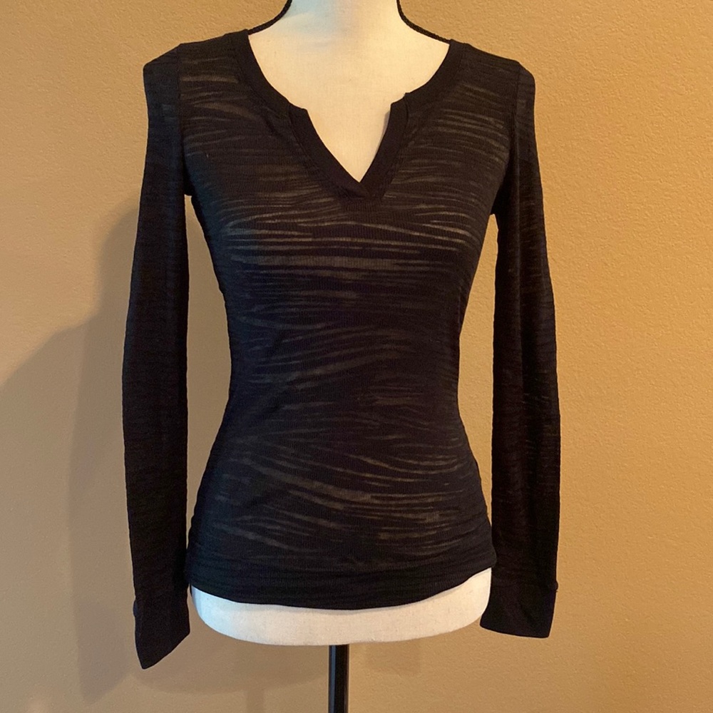 NWOT Wishful Park Size M black burnout shirt with V neck